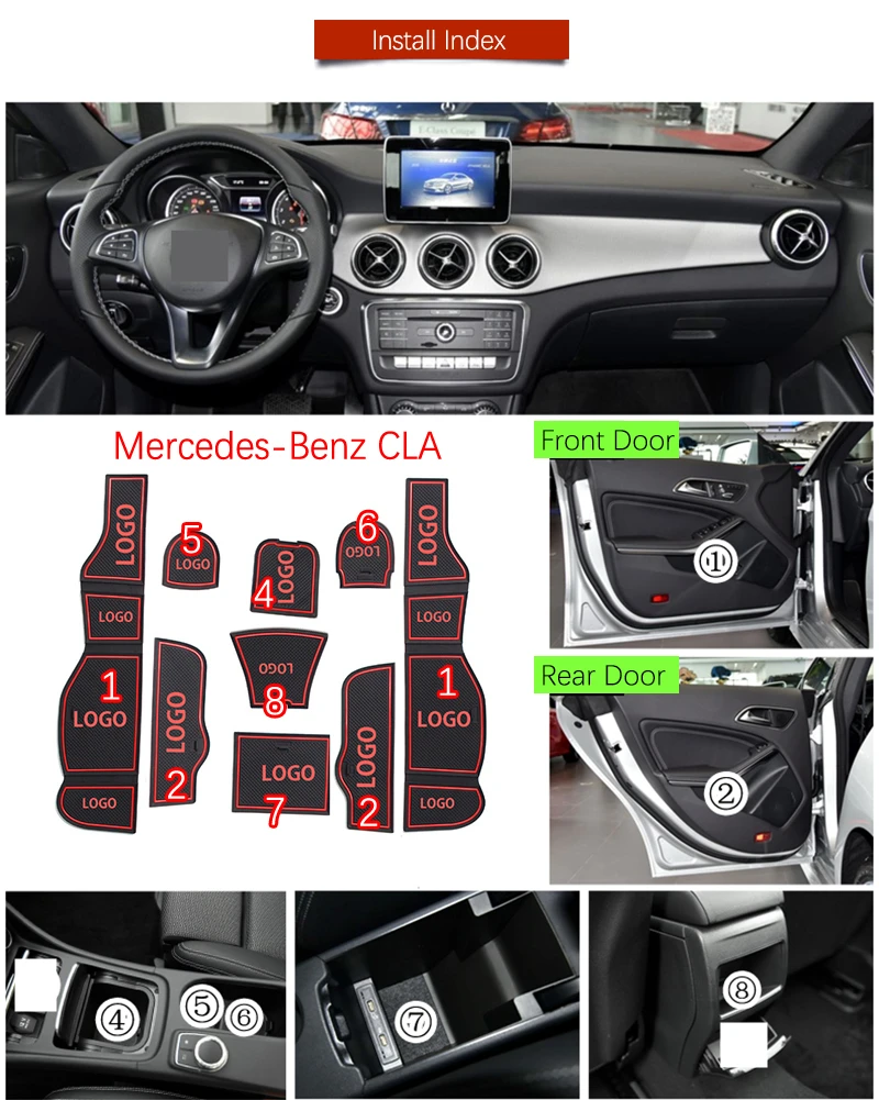 Противоскользящий коврик для Mercedes Benz cla Class C117 W117 180 200 250 200d 220d AMG 45 затворный слот для нанесения покрытий