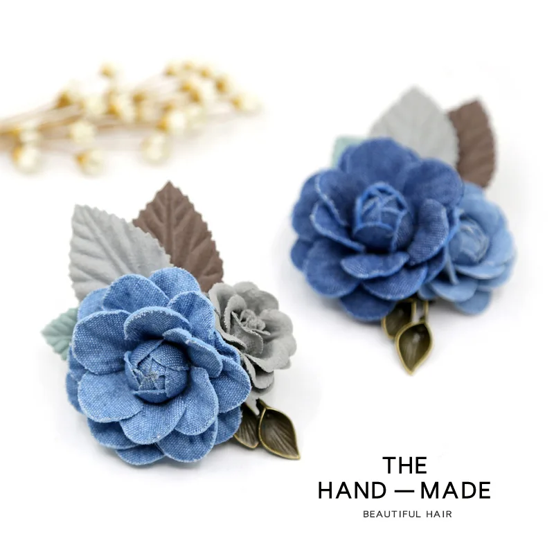 

Korean-Style Fabric Brooch Simple Cowboy Flower Corsage Brooch Accessories H0228