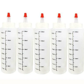 

250ML 5Pcs Plastic Squeeze Bottles With Graduated Measurements Salad Storage Bottle Kitchen Accessories