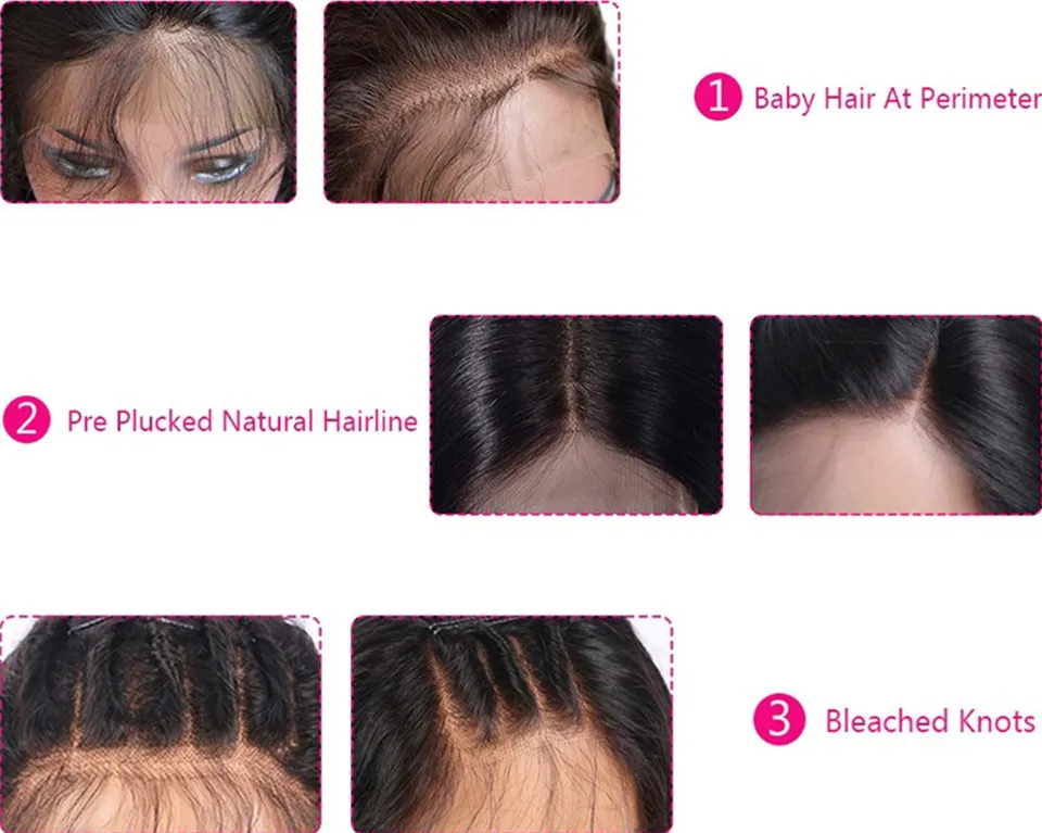 Высокая плотность 180 250 прямые 360 кружевных фронтальных париков с детскими волосами отбеливатель узлы HD Кружева Фронтальные человеческие волосы парики для женщин Lwigs
