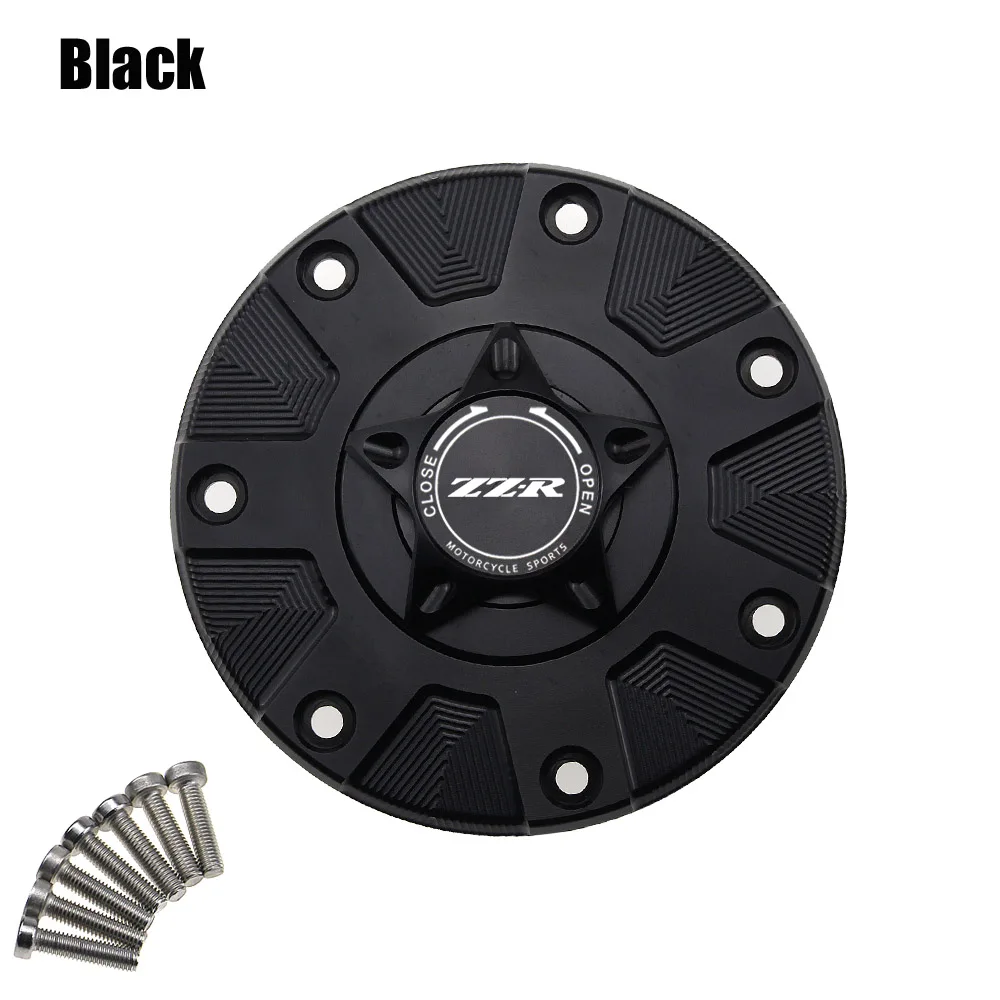 Black ZZR крышка газового топливного бака для Kawasaki ZZR400 ZZR600 ZZR1100 1993-2006 аксессуары для мотоциклов CNC алюминиевая масляная крышка мотоцикла - Цвет: Black