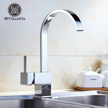 

Chrome Kitchen Faucet Deck Kitchen Sink Faucet High Arch 360 Degree Rotating Swivel Cold Hot Mixer Water Tap New Hot Sale