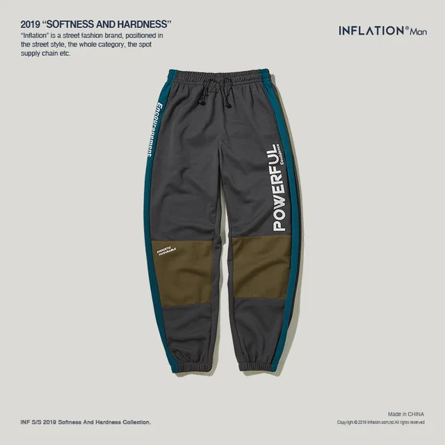 Инфляция хип-хоп Уличная одежда брюки мужские брюки осень зима спортивные брюки мужские сшитые брюки с эластичной резинкой на талии 9359S - Цвет: Dark Grey