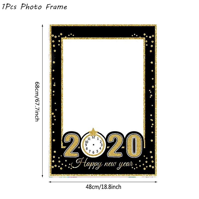 1pc Photo Frame Цвета: черный, золотистый вечерние поставки одноразовая посуда Happy год шар бумажный стаканчик, тарелка набор соломинок для День рождения украшения - Цвет: 1pc Photo Frame