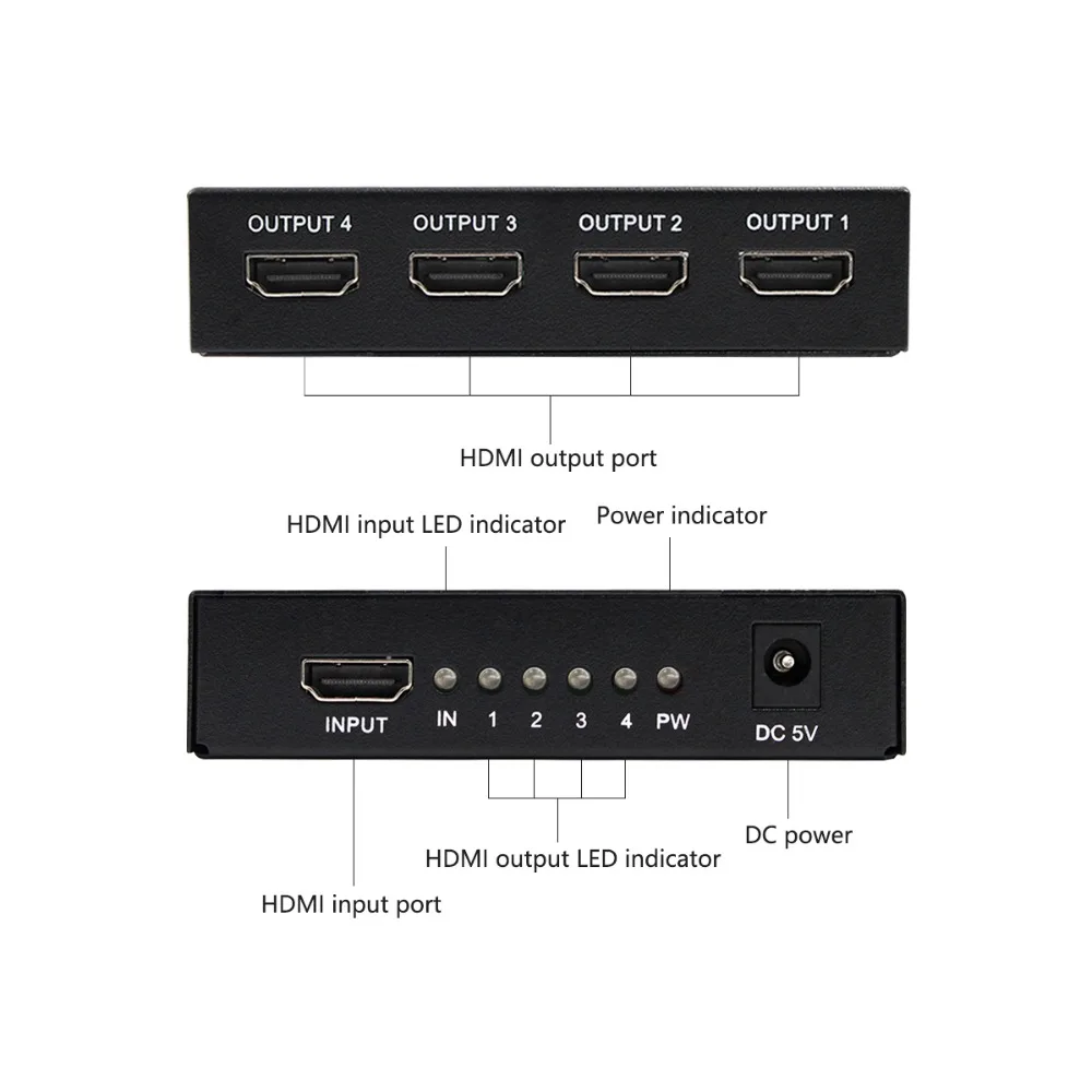 Wiistar 4K HDMI сплиттер 1080p видео HDMI коммутатор 1X2 1X4 двойной дисплей для HDTV DVD PS3 Xbox