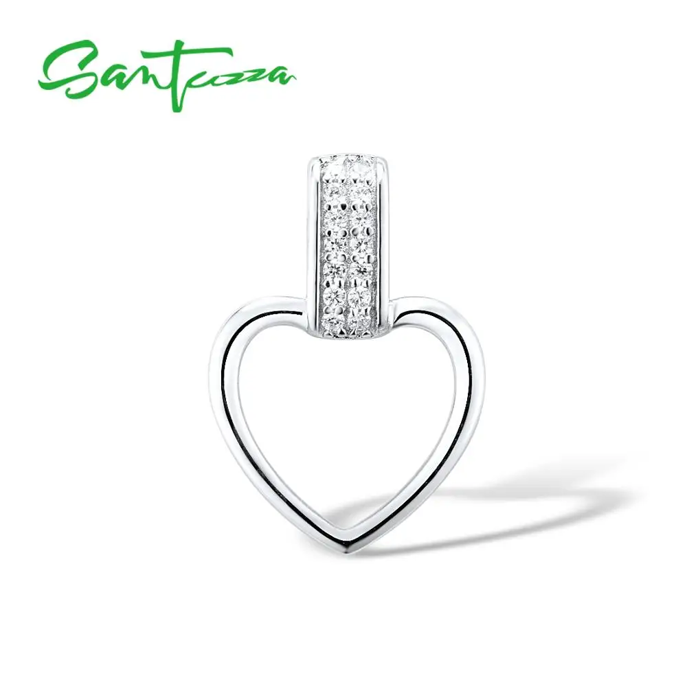 

Santuzza Silver Necklaces Pendants For Women Heart Pendant fit for WCZ Necklace Pure 925 Sterling Silver Slide Necklaces Pendant