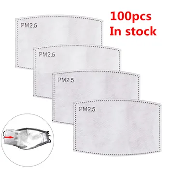 

100pcs 5 Layers PM2.5 Filter Paper Activated Carbon Adult Child Anti Haze Mouth Mask Anti Dust Air Face Mask Filter