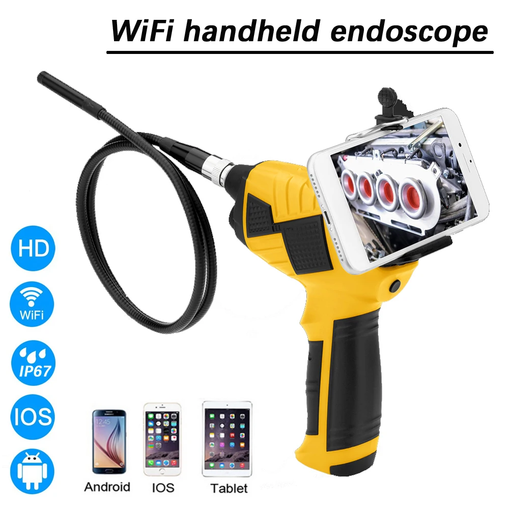 

WiFi Wireless Multifunctional Industrial Endoscope IP67 Handheld Digital Endoscope Camera Rec Video Take Photo Borescope Camera