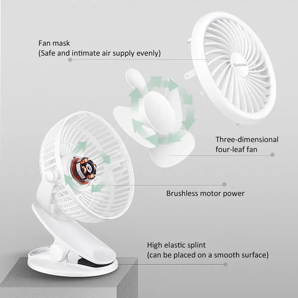 USB клип вентилятор Tischventilator мини вентилятор ноутбук компьютер Вентилятор 360 Вращение Регулируемая скорость ветра