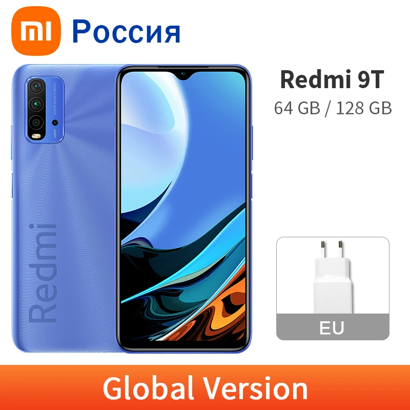 Xiaomi Redmi 9 T-teléfono inteligente 9 T versión Global, 4GB, 128GB/64GB, batería de 6000mAh, Snapdragon 662, ocho núcleos, 6,53 pulgadas, cuatro cámaras de 48MP
