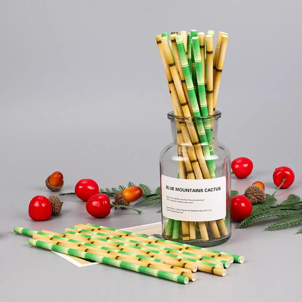 

25Pcs Disposable Bamboo Straw Drinking Paper Beer Juice Water Eco Friendly Straw Tool Bar Accessories