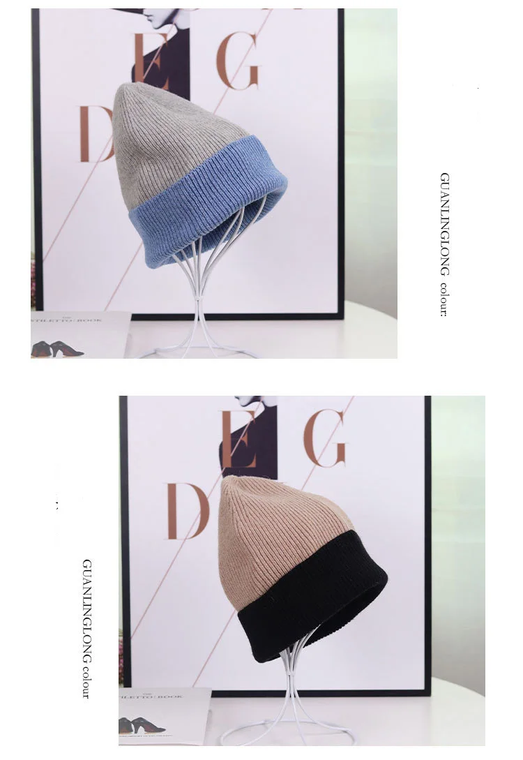 Men And Women Winter Wool Hat Fashion Simple Set-up Casual Warm Straight Tube Hat Japanese Wind Two-Color Knitted Hat beanies