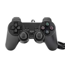 Manette de jeu filaire Double Vibration, contrôleur transparent pour PS2 