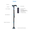 Elderly Adjustable L-ED Walking Cane FM Radio MP3 Smart Safety Fall Alarm Walking Stick Trusty Sticks for the Elder Fathers ► Photo 3/6