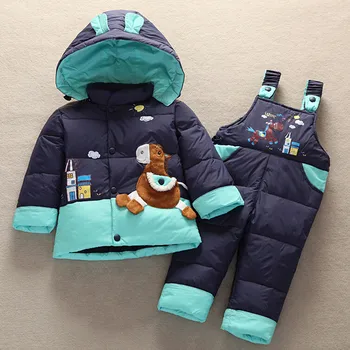 

2020 Winter Children Kids Boys Baby Duck Down Jacket Coat Set Pants-Jacket Girls Suit