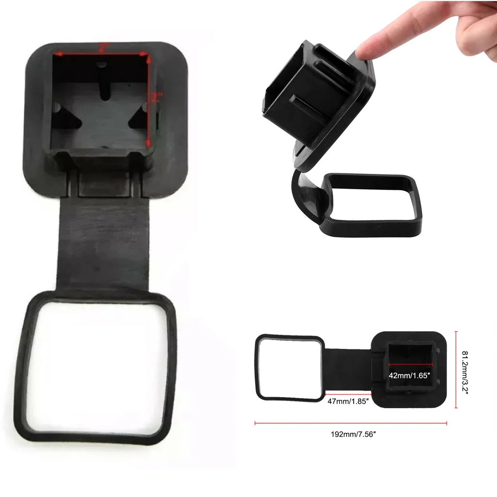 Trailer Hitch Tube Protector Rubber Cover Plug Cap Square Fit 2