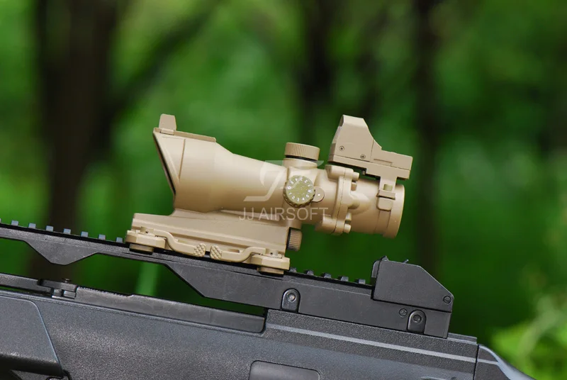 JJ страйкбол ACOG Стиль 4x32 область полное освещение w QD крепление и мини красная точка(черный/коричневый