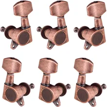 Afinador de cabeza de guitarra eléctrica, 6 piezas, 3R + 3L, cobre rojo/bronce, sintonizador de cabezales, accesorios de clavijas