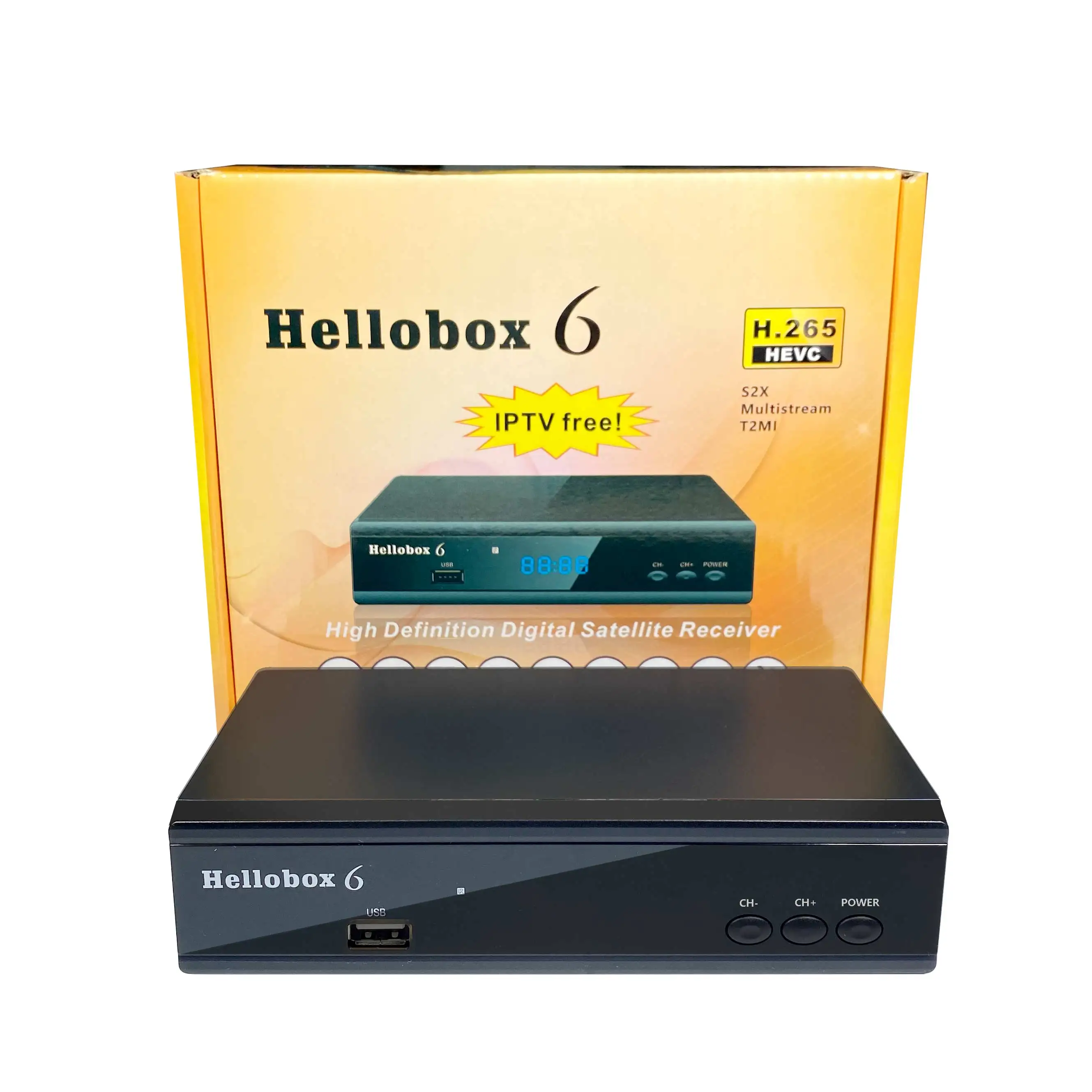 2021 Hellobox 6 Satellite Receiver Support H.265 HEVC T2MI USB 