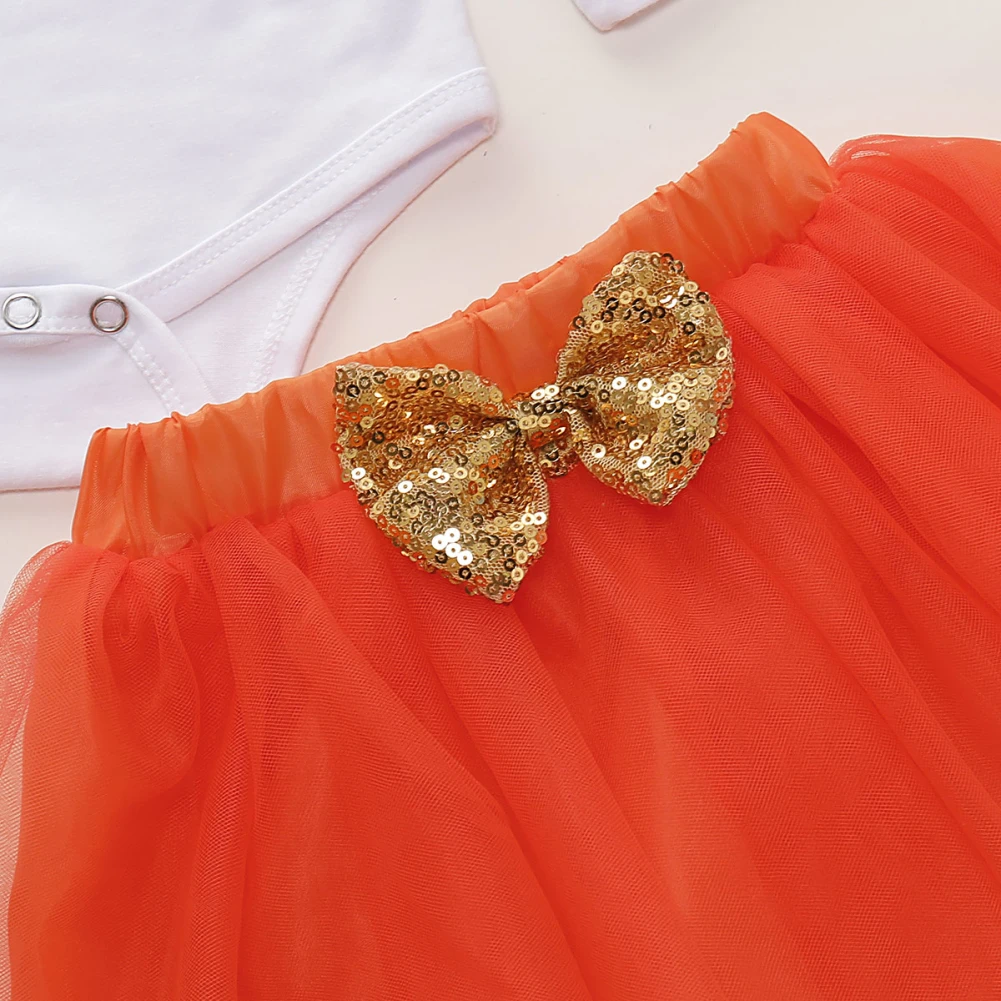 Комбинезон для маленьких девочек на первый день благодарения; юбка; гетры; комплект одежды из 5 предметов