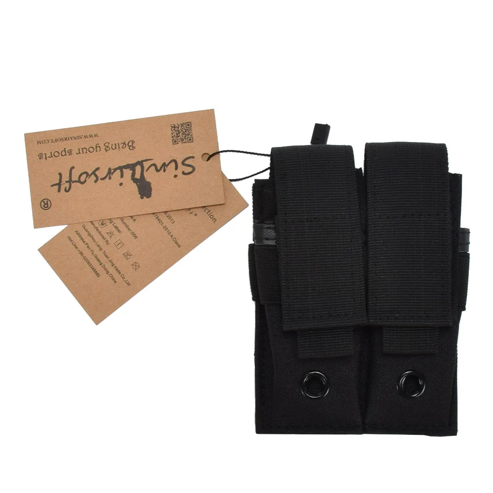 SINAIRSOFT Tactical Nylon 9mm 600D Molle Dual Double Pistol Magazine EDC Pouch Close Holster For Outdoor Hunting Combat Military SINAIRSOFT Tactical Nylon 9mm 600D Molle Dual Double Pistol Magazine EDC Pouch Close Holster For Outdoor Hunting Combat Military
