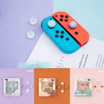 

Cute Snowflake Girl Snow flower Thumb Stick Grip Cap Joystick Cover For Nintend Switch NS Lite NS JoyCon Controller Gamepad Case