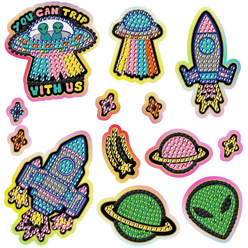 New diamond painting stickers for children, 5D DIY diamond painting kit, diamond embroidery free sticker kit, easy DIY mosaic