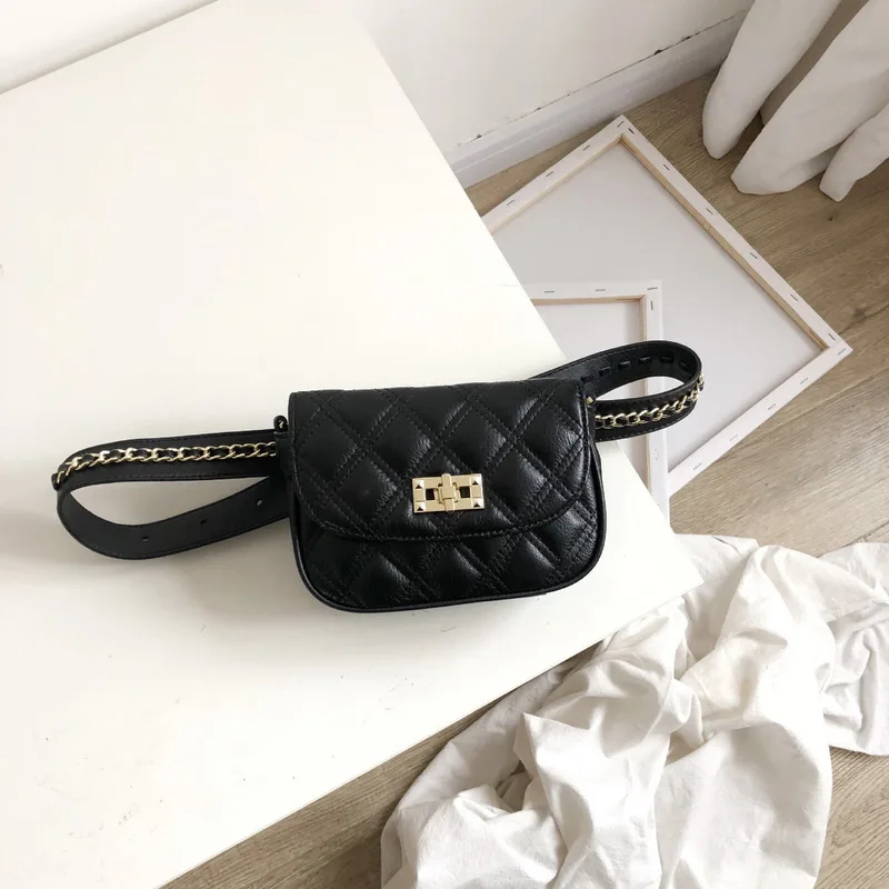 

2019 Ins Fashion Black Handbag Small Mini Flap Bag Women Cool Messenger Bag with Chains Lady Daily Coin Purse Crossbody Bag