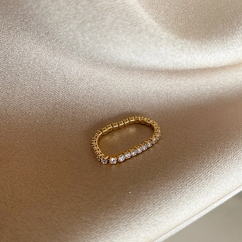 Chain Pearl Ring Women Gold Color Zircon Rings Fashion Jewelry Wedding Accessories
