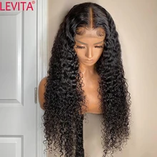 LEVITA – perruque brésilienne naturelle, cheveux humains crépus bouclés, 30 pouces, avec bonnet en dentelle, 4x4, pour femmes, vente en gros