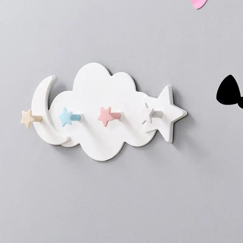 

Creative Moon Star Cloud Shape Hooks Wall Mounted Key Clothes Holder Self Adhesive Coat Towel Key Hooks Hanger Rack