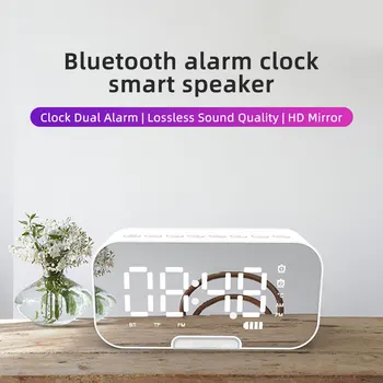 

Q5 Multi Function Bluetooth 5.0 Speaker Portable Column LCD Time Display Clock 1400mAh USB Charge HD Mirror Phone Holder Bracket