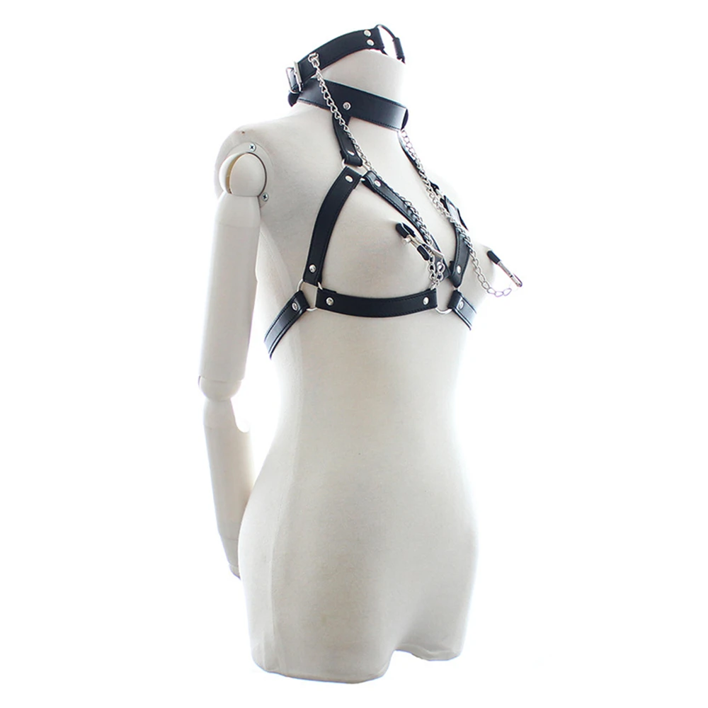 Sexy Leather harness belt lingerie women body fetish open bra bralette lingerie Goth Underwear Punk Bondage exotic Adult lingeri