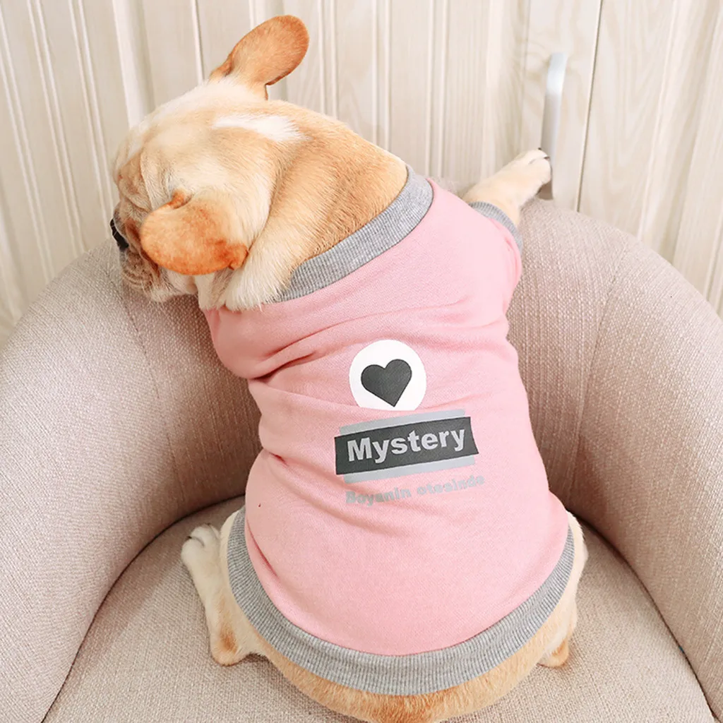 Pet Dog Clothes Fashion Small and medium Pet Fashion Mystery Printed Round Neck Shirt Dog Puppy Suit French Bulldog Perro