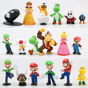 

6/12/18pcs/set Mario Bro Mario Luigi Yoshi Gorilla Toad Peach Princess Pvc Animal Action Figure Toy For Kid Gift Cake Topper