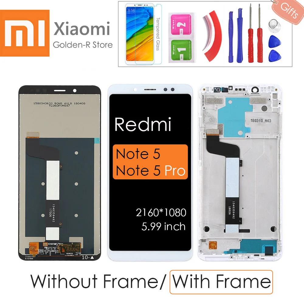 5,9" AAA Качество lcd+ рамка для Xiaomi Redmi Note 5 Pro ЖК-экран Замена для Redmi Note 5 lcd 10-Touch+ подарки