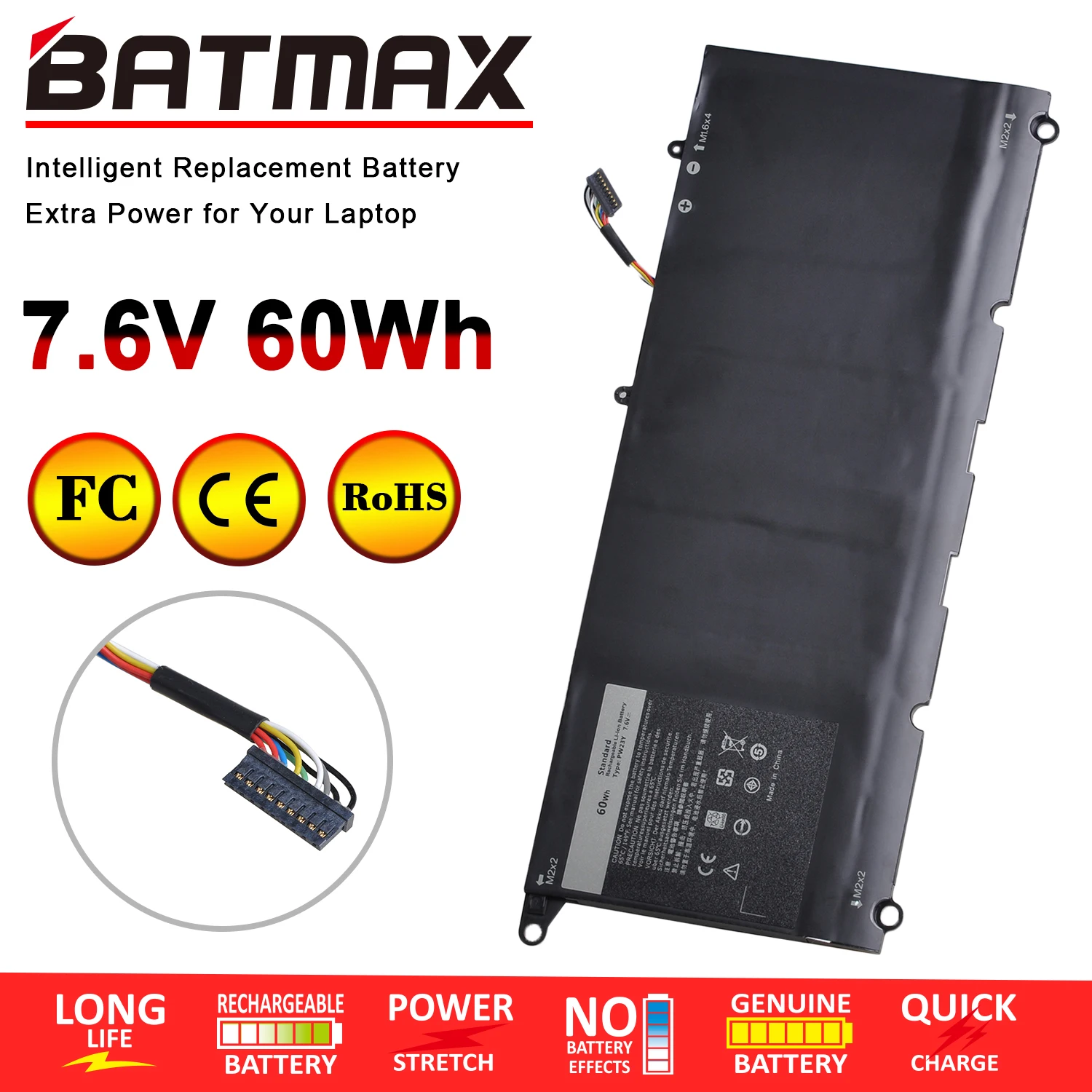 Batmax Pw23Y Rnp72 Tp1Gt Batteria Del Computer Portatile Per Dell Xps 13 9360 13-9360-D1605G 0Rnp72 0Tp1Gt 9360