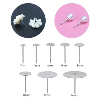 

100Pcs Stainless Steel Flat Glue on Earring Posts For Jewelry Making Findings