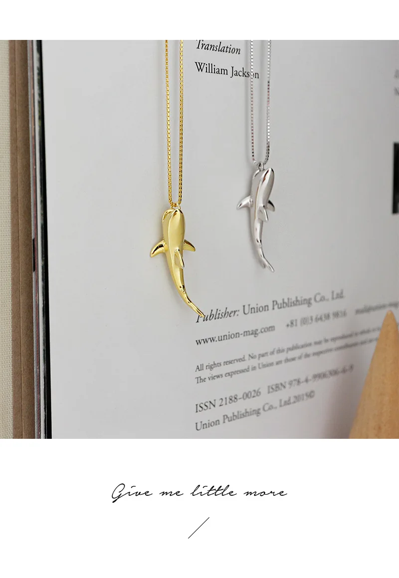 Настоящее серебро 925 проба ожерелье женское Серебро Золото Животное подвеска в форме акулы ожерелье s для женщин цепочка, ожерелье, колье femme