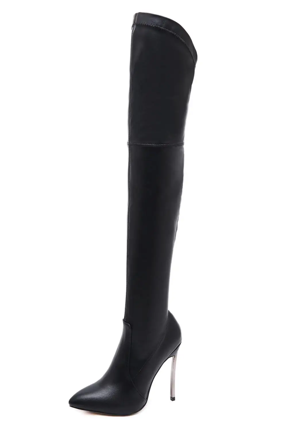 Rumbidzo/Коллекция года; сезон осень-зима; женские сапоги; обтягивающие высокие сапоги до бедра; Сапоги выше колена на высоком каблуке с острым носком; Sapatos - Цвет: PU Black