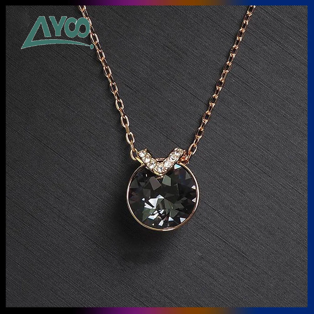 

Модные ювелирные изделия SWA высокого качества в масштабе 1:1 современный выдержанный V-образный дизайн Круглый Кристалл цепочка до ключиц ож...