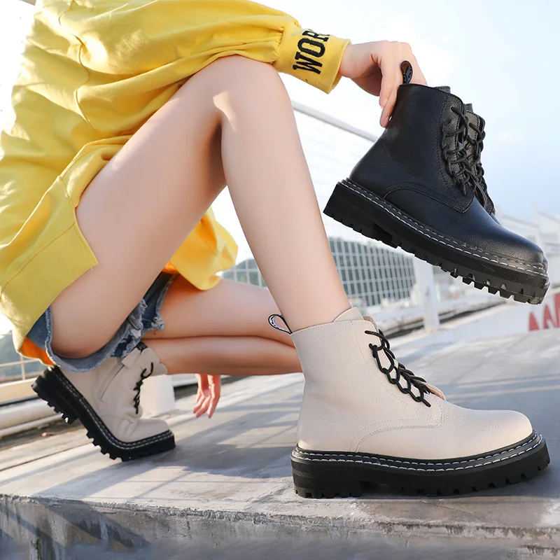 

AIYUQI Martin Boots Women Fur 2020 New Autumn Genuine Leather Thick With Short Boots Women's Boots Winter Motorcycle Boots