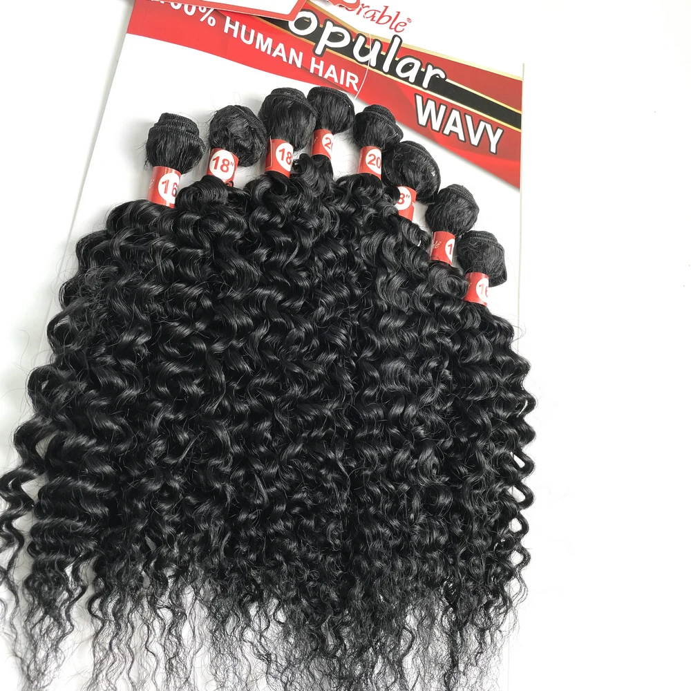 AdTosNatural-Tissage de cheveux synthétiques mélangés d'animaux pour femmes noires, crépus, ondulés, imbibés de documents, GT, 20 pouces, 8 pièces