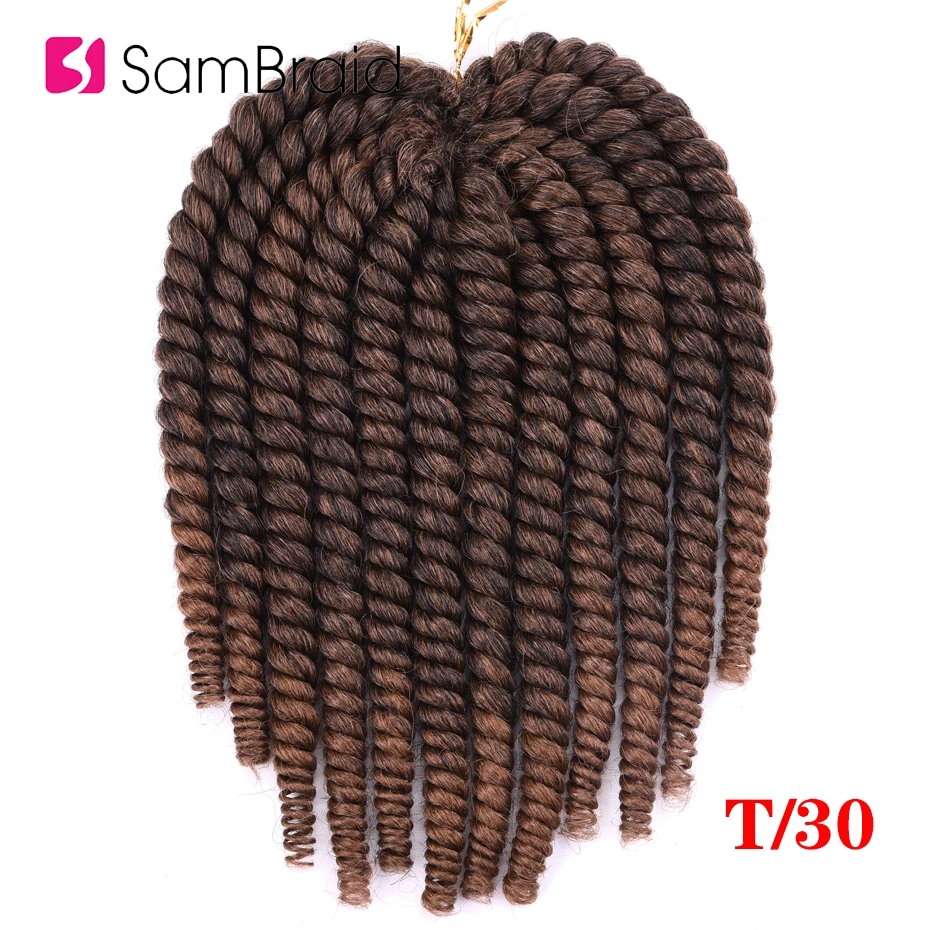 

SAMBRAID Havana Mambo Twist Crochet Hair Braids 14 Inch 12 Strands/pack Synthetic Hair Ombre Braiding Hair Extensions 5 Colors