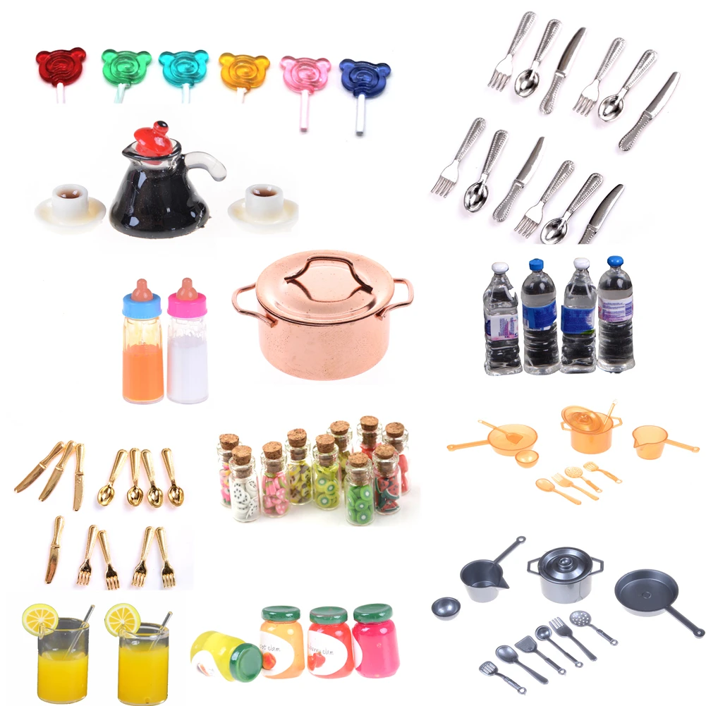 Plate jam Drink cup dish bowl tableware set Dollhouse Miniature Toy Doll Food Kitchen living room Accessories