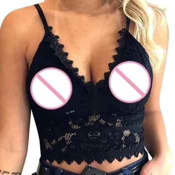 

Women Underwear Sexy Wireless Bra Lingerie Plus Size V-neck Lace Stitching Crop Top Ladies Lace Top #YL5