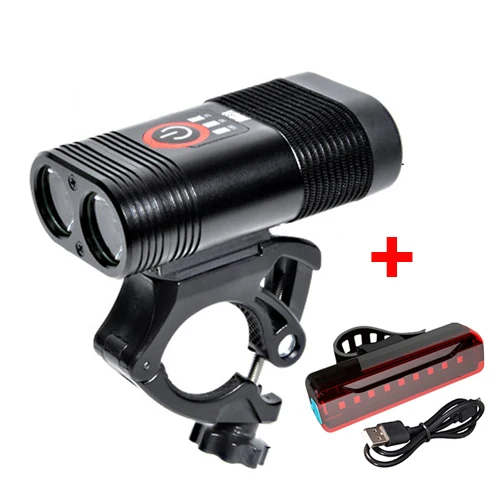 with usb taillight NEWBOLER 2000LM велосипед светодиодный светильник USB Перезаряжаемые флэш-светильник для велосипеда MTB велосипед Передний фонарь с сзади светильник для езды на велосипеде, которые никогда не головной светильник - Цвет: with usb taillight