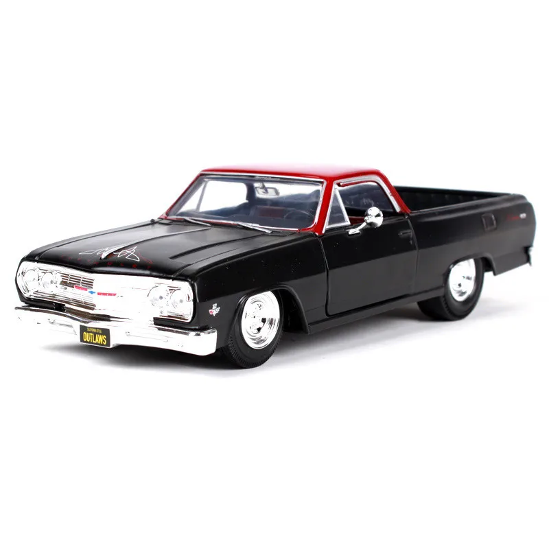 Изысканный подарок 1:24 1965 Chevrolet EL CAMINO модель автомобиля из сплава, имитация литья под давлением пикап, Премиум Коллекция - Цвет: Черный