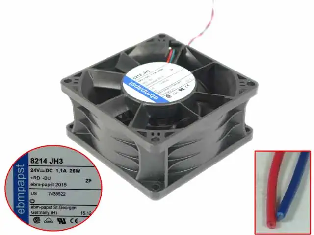 Ebmpapst 8214 JH3 DC 24V 26 ваттов 80x80x38 мм 2-провод Сервер вентилятор охлаждения
