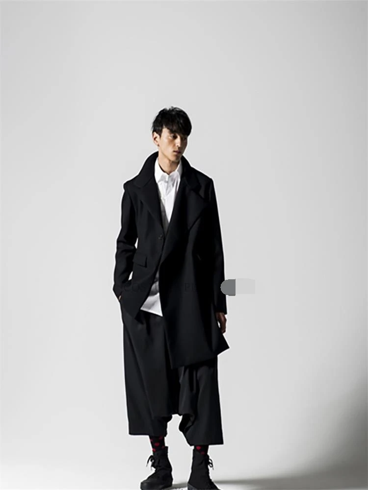 

Men's new windbreaker coat irregular asymmetrical loose large size customized autumn and winter coat